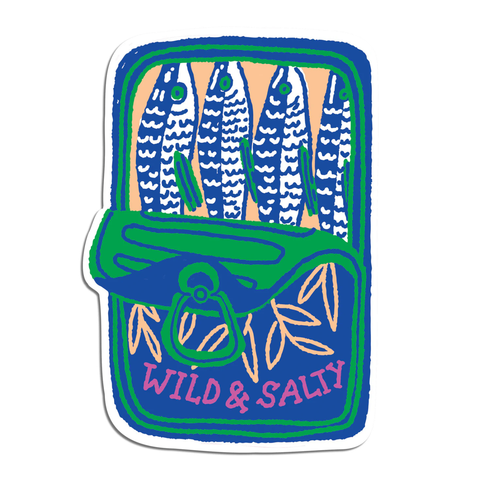 'Wild & Salty' Sardines Die Cut Sticker